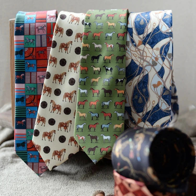 Men's Tie Horse Cream