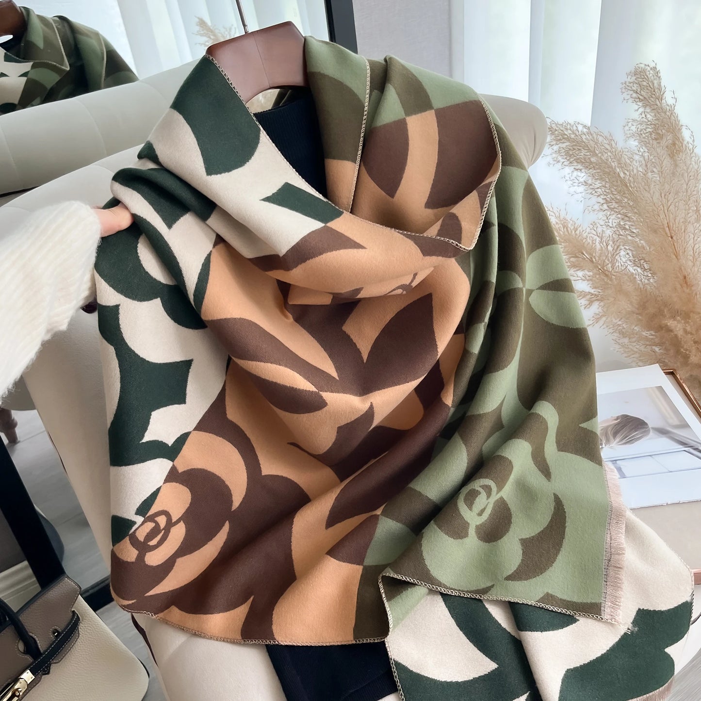 Camelia Pashmina Scarf Green