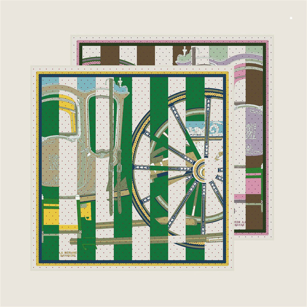 Wheel Stripes Green Double Print Scarf / 90cm