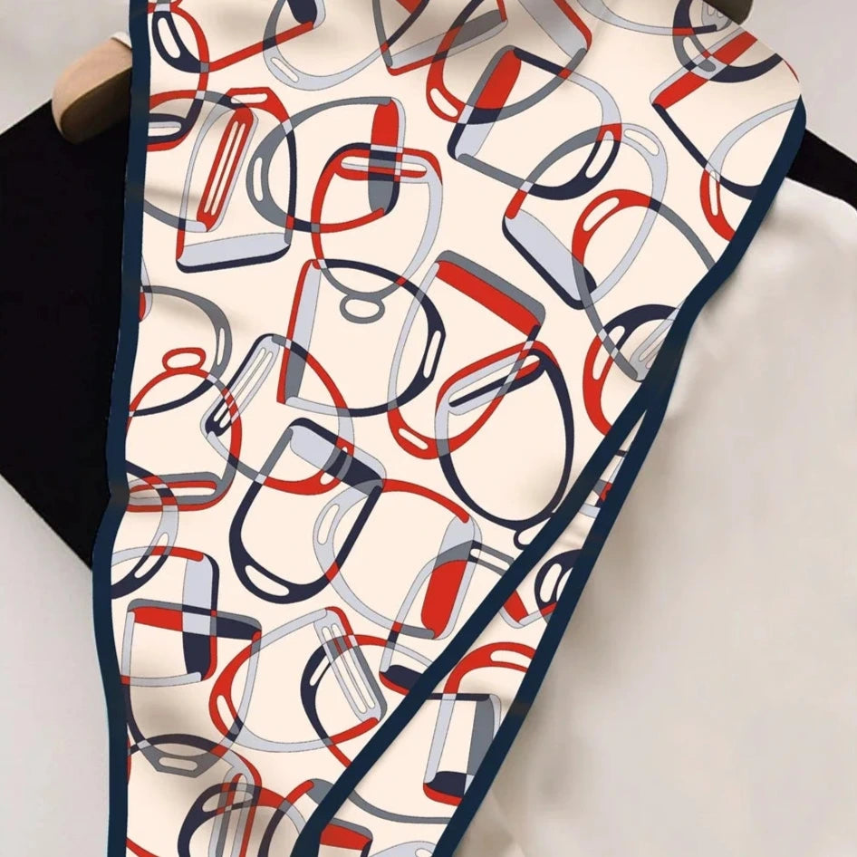 Stirrups Beige Silk Diamond Scarf