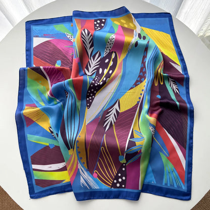 Leaves Blue Scarf / 65cm