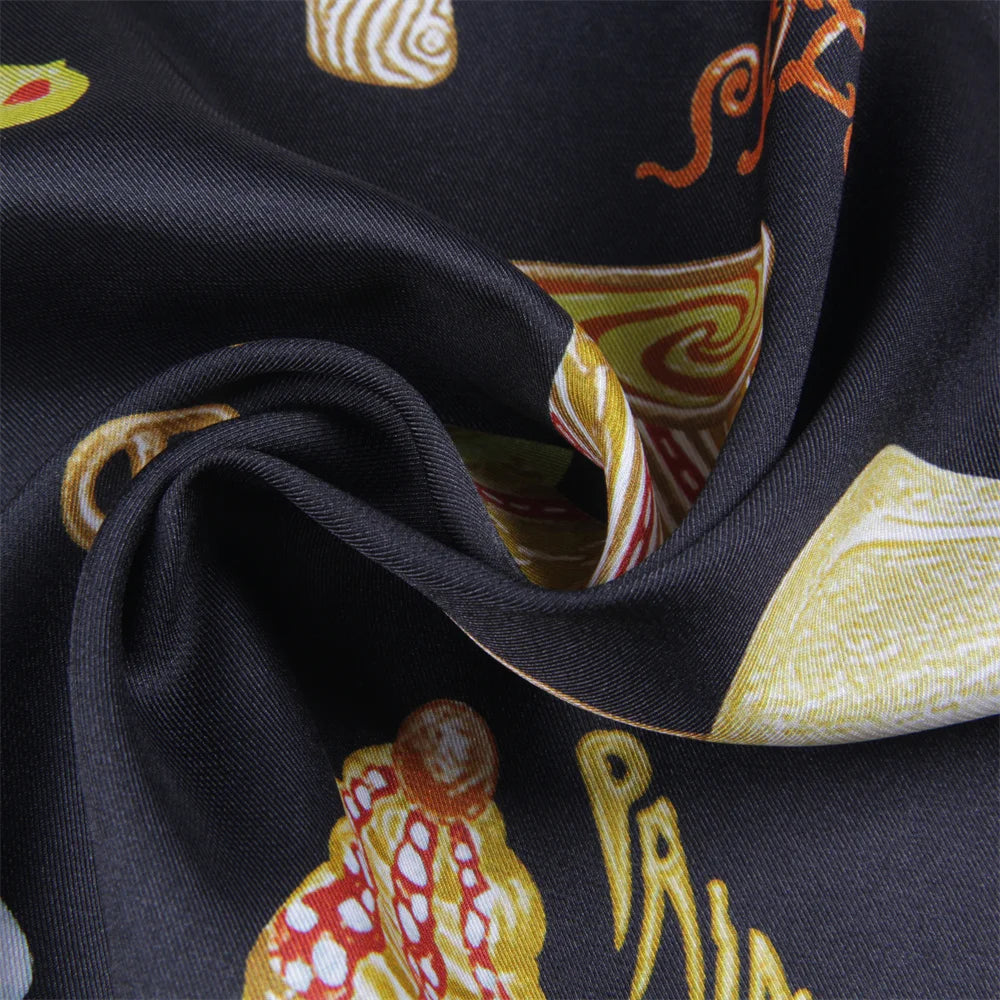 Ice Cream Black Double Print Scarf / 70cm
