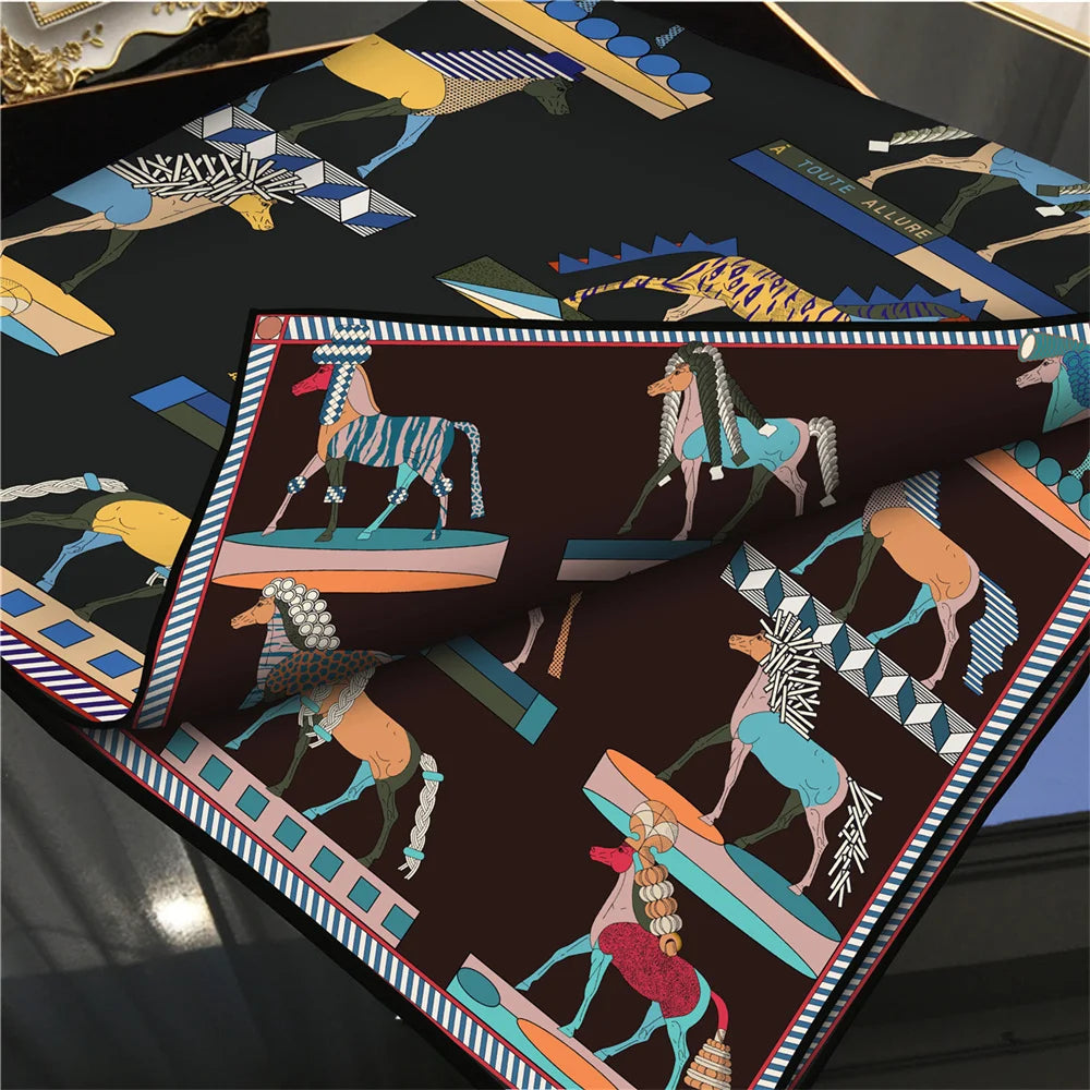 Horse Mane Black Double Print Scarf / 90cm