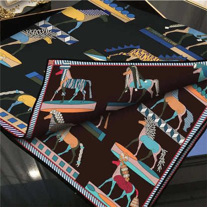 Horse Mane Black Double Print Scarf / 90cm