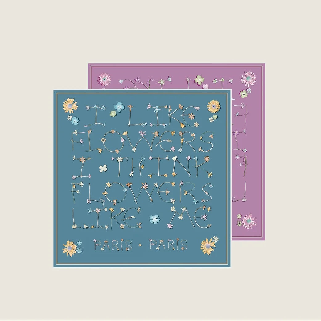 Flowers Purple Double Print Scarf / 70cm