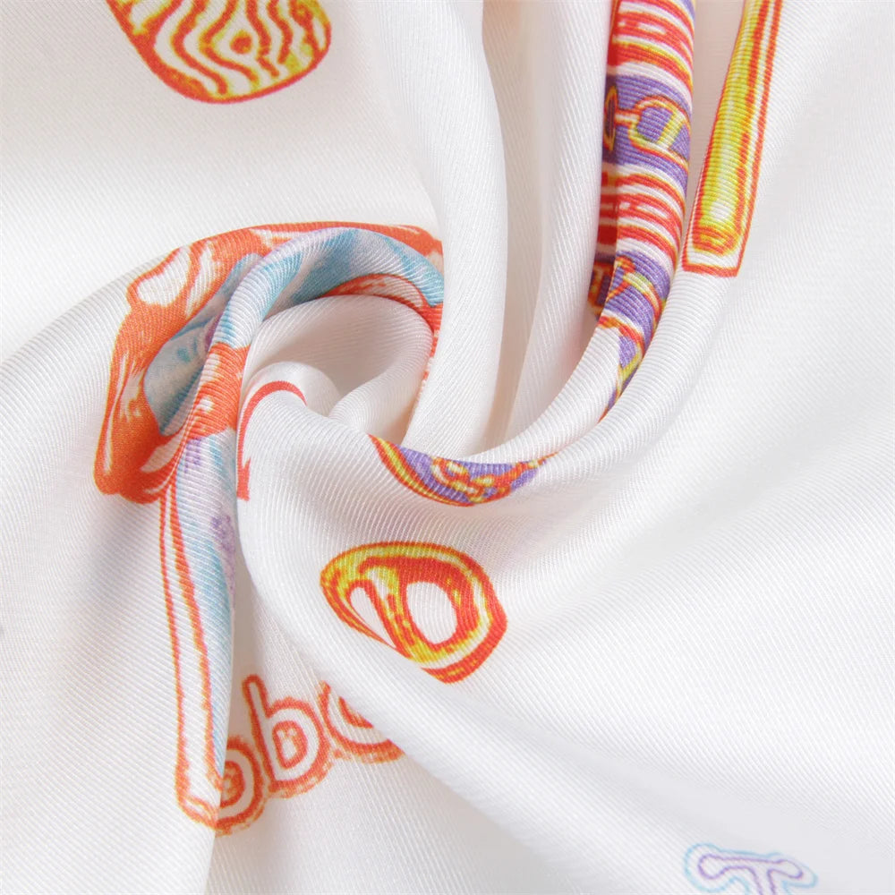 Ice Cream White Double Print Scarf / 70cm