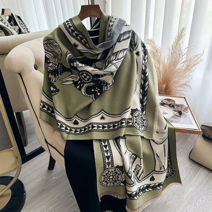 Amalie Pashmina Scarf Green