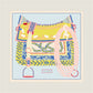 Saddle Blue Double Print Scarf / 90cm