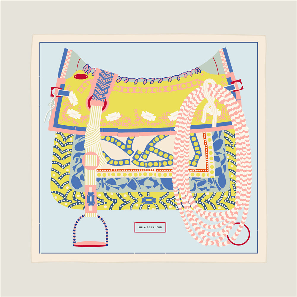 Saddle Blue Double Print Scarf / 90cm
