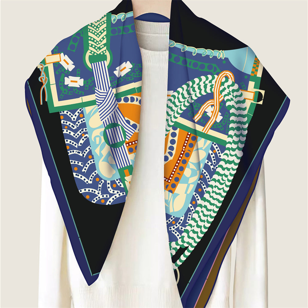 Saddle Black Double Print Scarf / 90cm