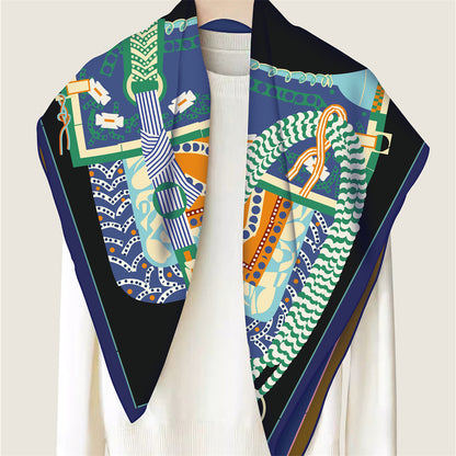 Saddle Black Double Print Scarf / 90cm
