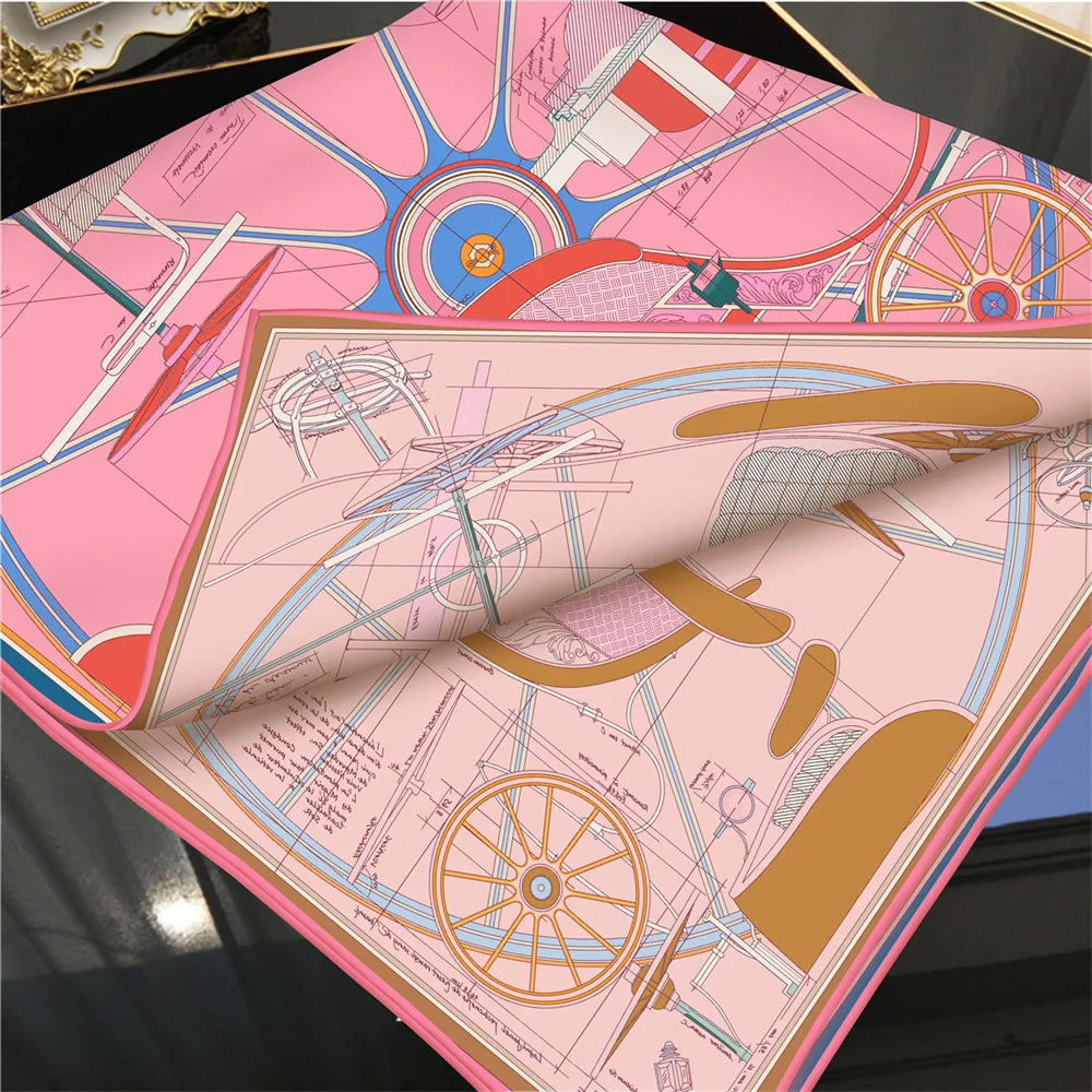 Wheel Pink Double Print Scarf / 90cm