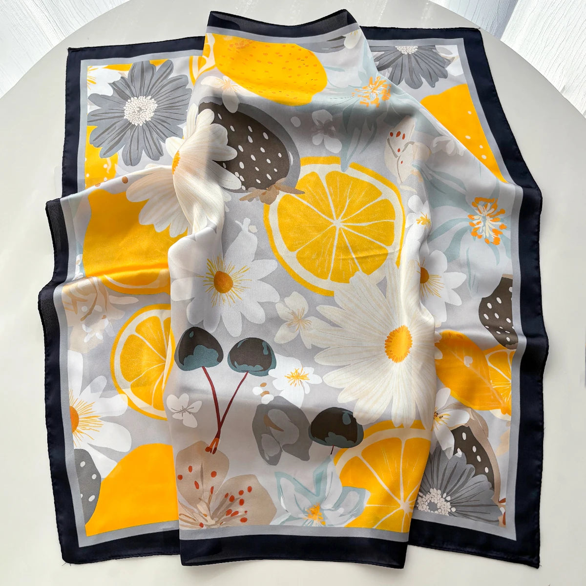 Fruits Black Scarf / 65cm