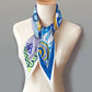 Carriage Wheel Blue Silk Diamond Scarf
