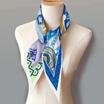 Carriage Wheel Blue Silk Diamond Scarf
