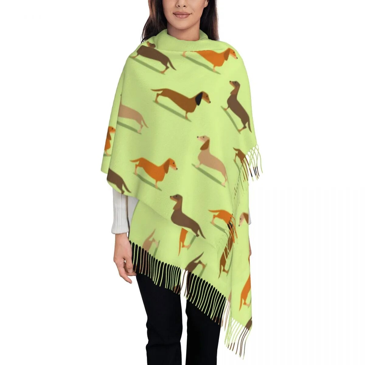 Dachshund Print Tassel Scarf