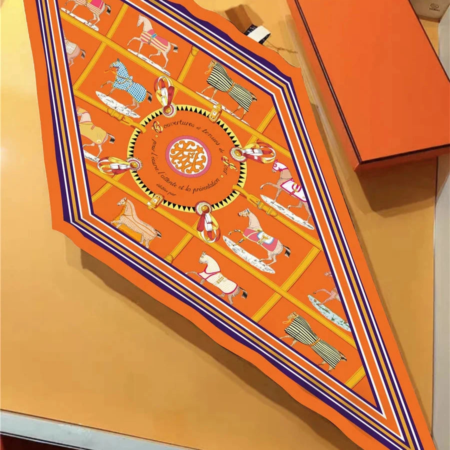 Tersa Orange Silk Diamond Scarf