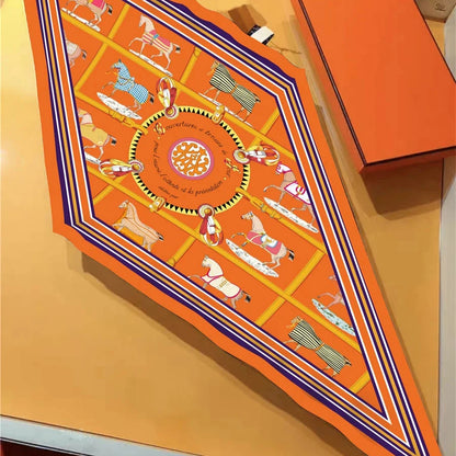 Tersa Orange Silk Diamond Scarf