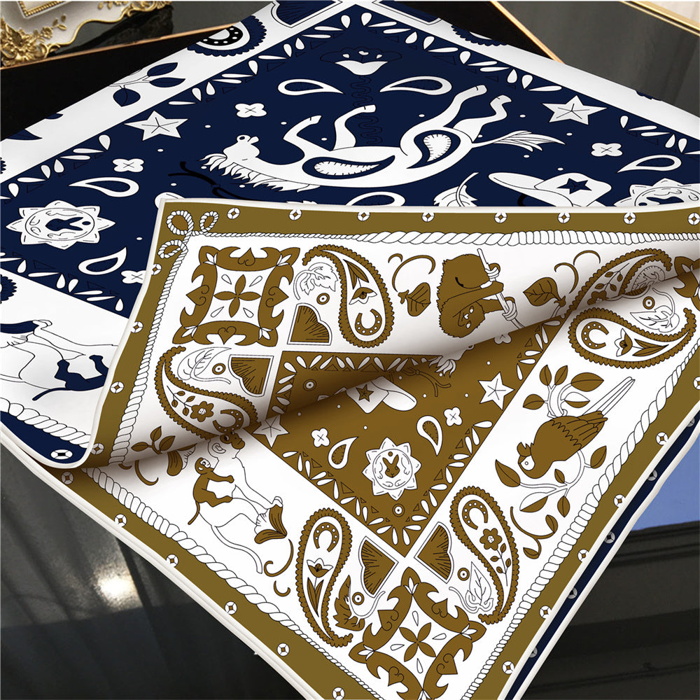 Animals Navy Double Print Scarf / 90cm