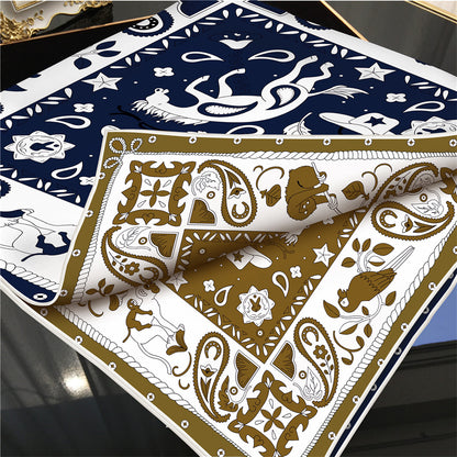 Animals Navy Double Print Scarf / 90cm