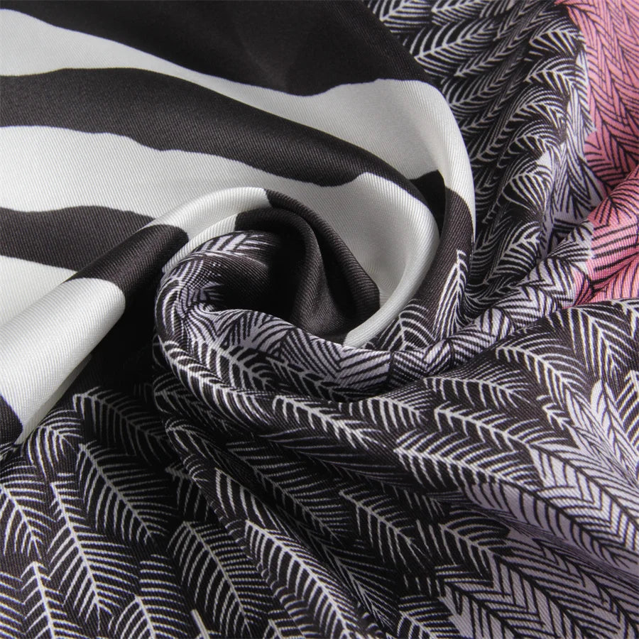 Zebra Wings Pink Silk Scarf / 90cm