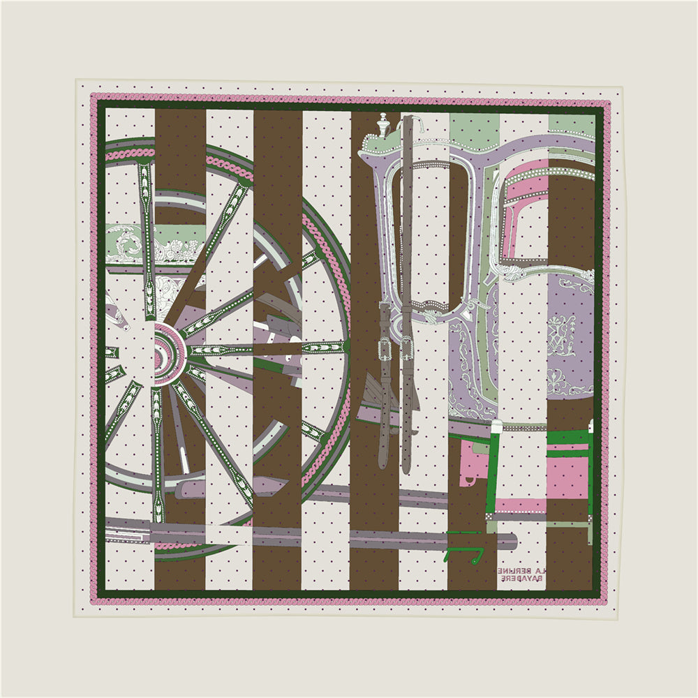 Wheel Stripes Green Double Print Scarf / 90cm