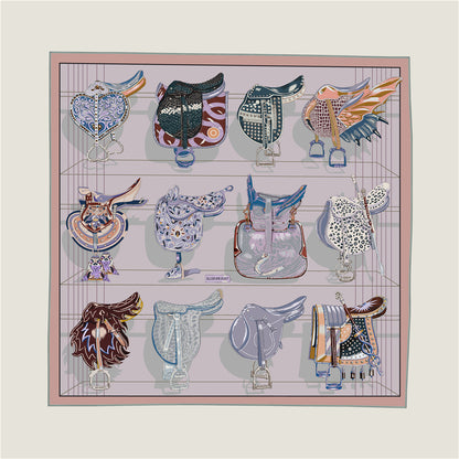 Saddle World Gray Double Print Scarf / 90cm