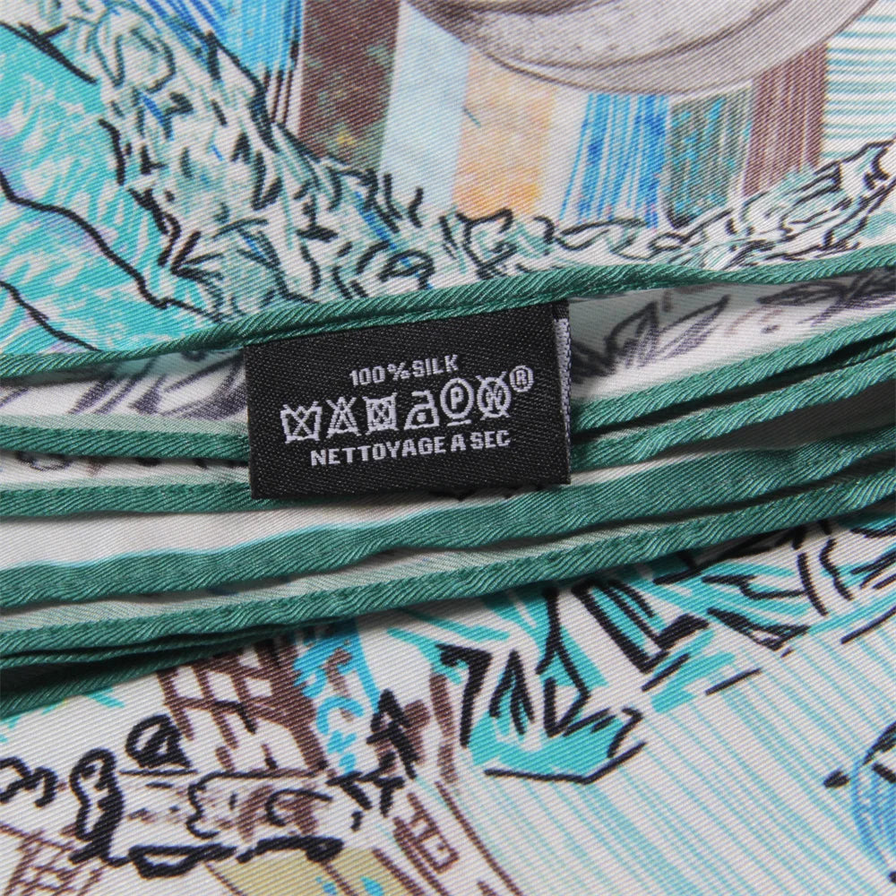 Foreast City Blue Silk Scarf / 90cm