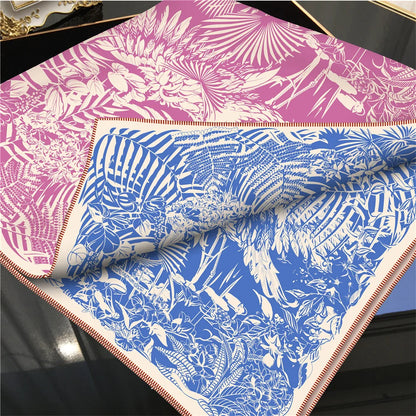 Tropical Garden Pink & Blue Double Print Scarf / 90cm