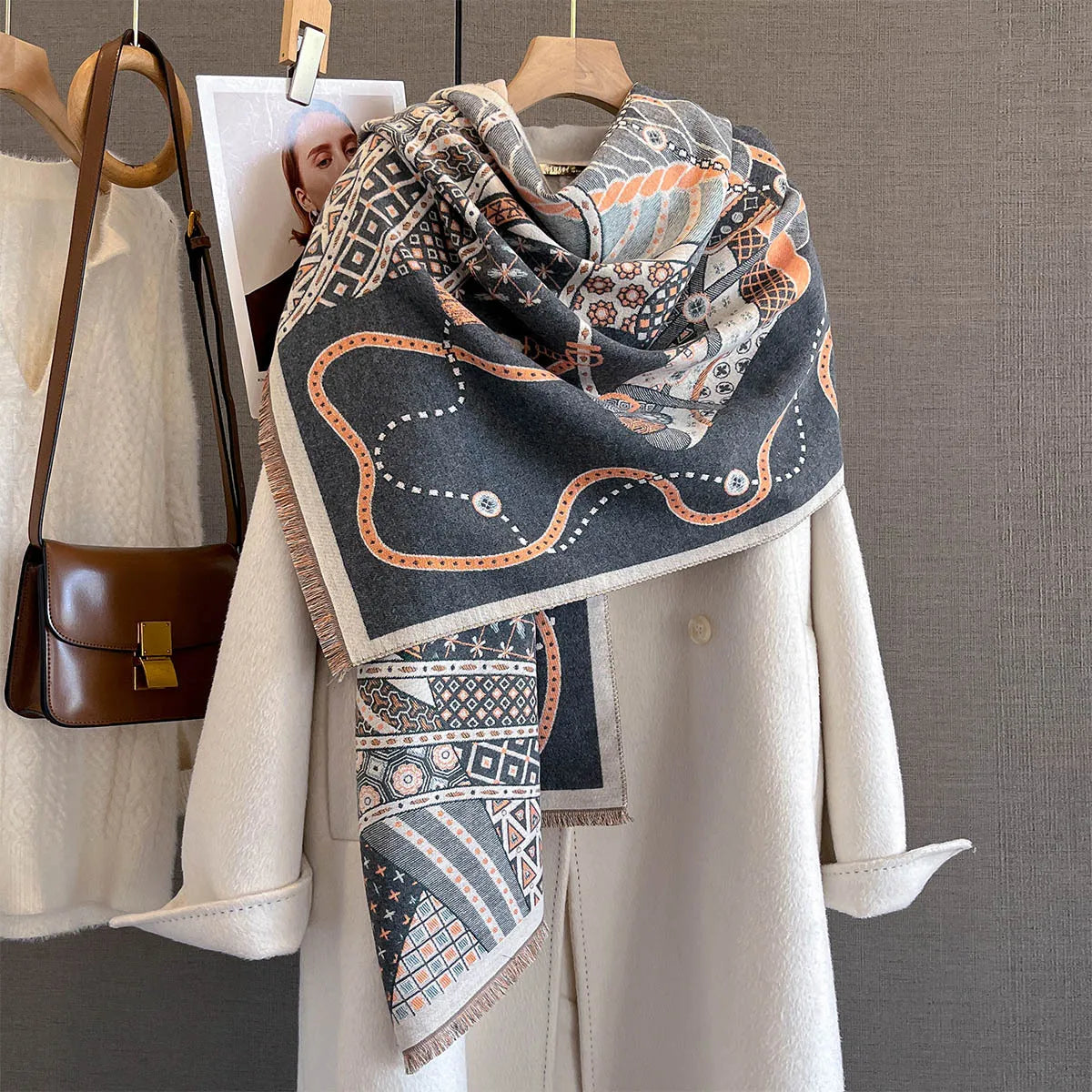 Edwige Pashmina Scarf Gray