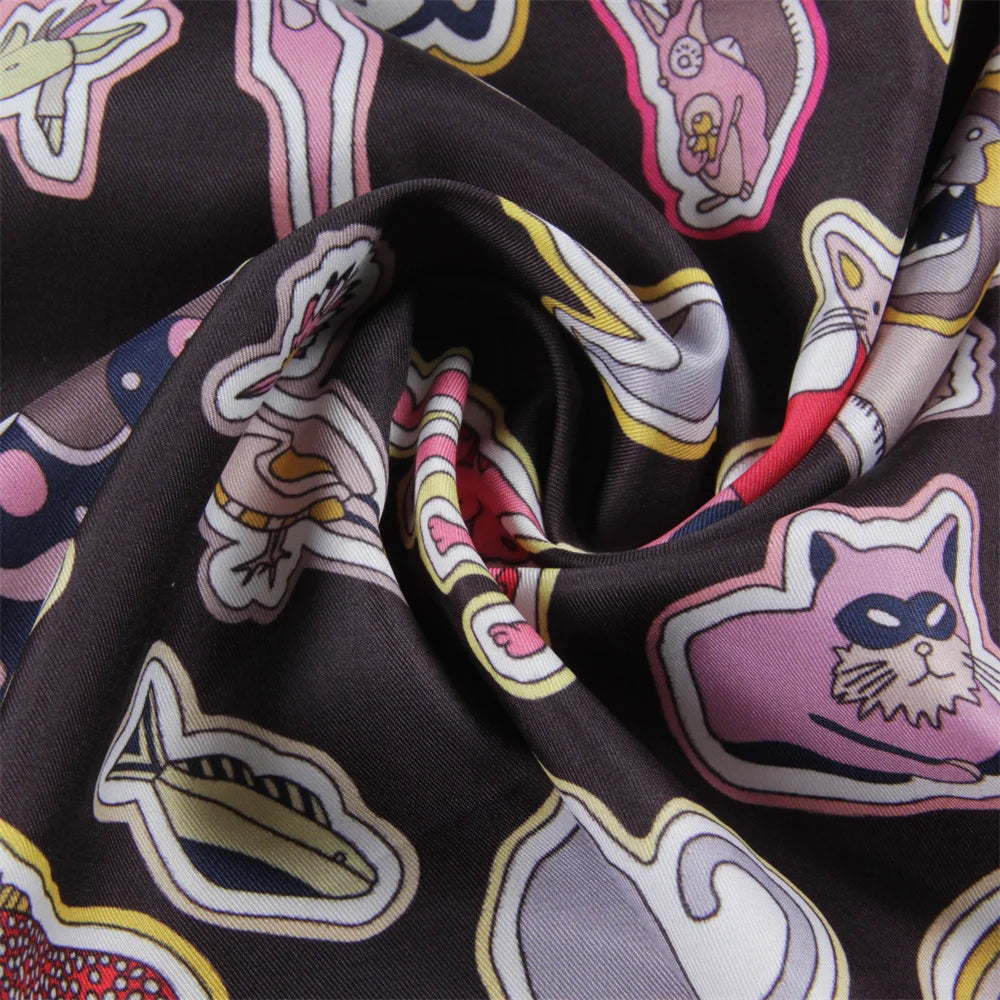 Animals Black & Gray Double Print Scarf / 90cm