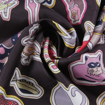 Animals Black & Gray Double Print Scarf / 90cm