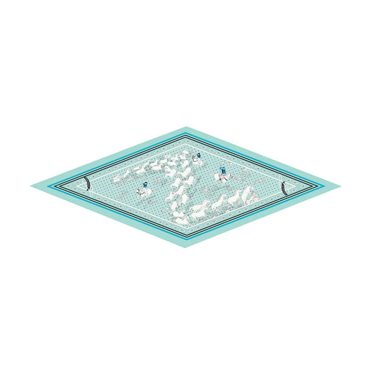 Horses Blue Silk Diamond Scarf