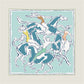 Horse Dancer Blue Double Print Scarf / 90cm