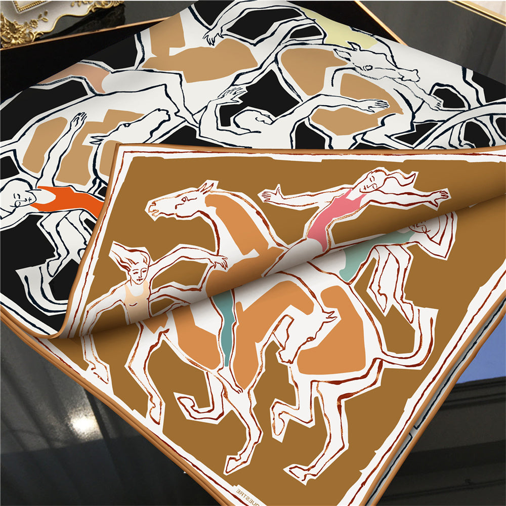 Horse Dancer Black Double Print Scarf / 90cm
