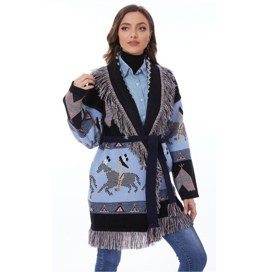 Blue Takoda Oversized Cardigan Jacket