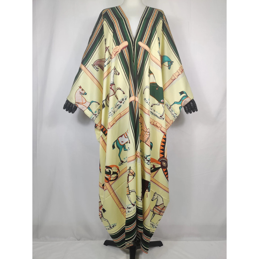 Green Bambi Kaftan Dress & Scarf Set