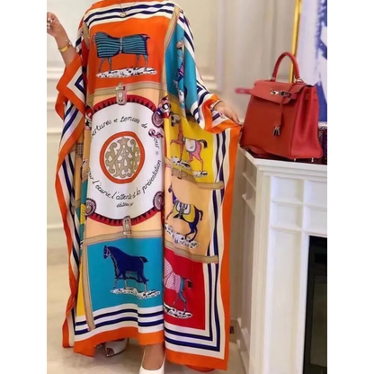 Orange Pierina Kaftan Dress & Scarf Set