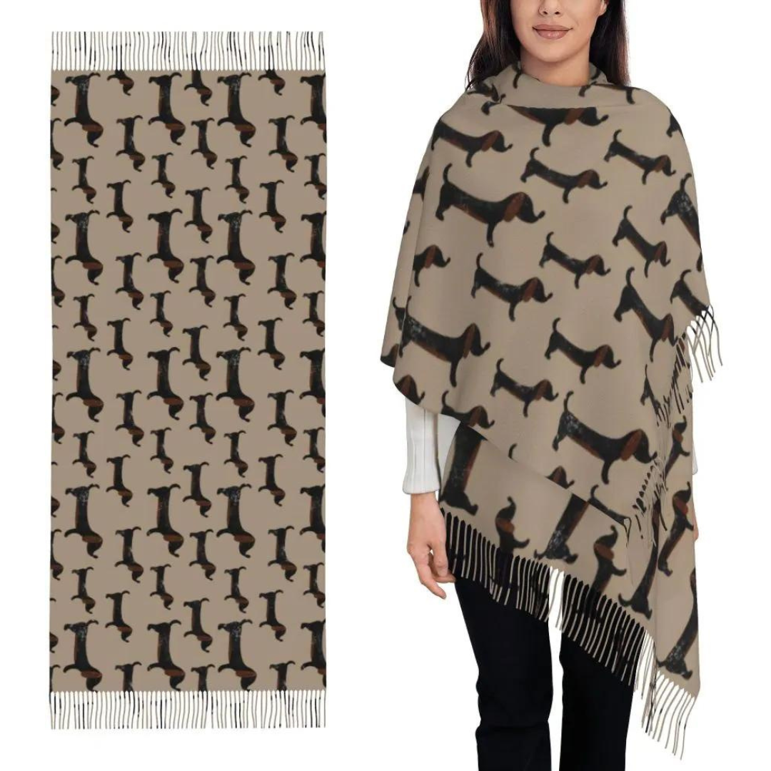 Dachshund Print Tassel Scarf