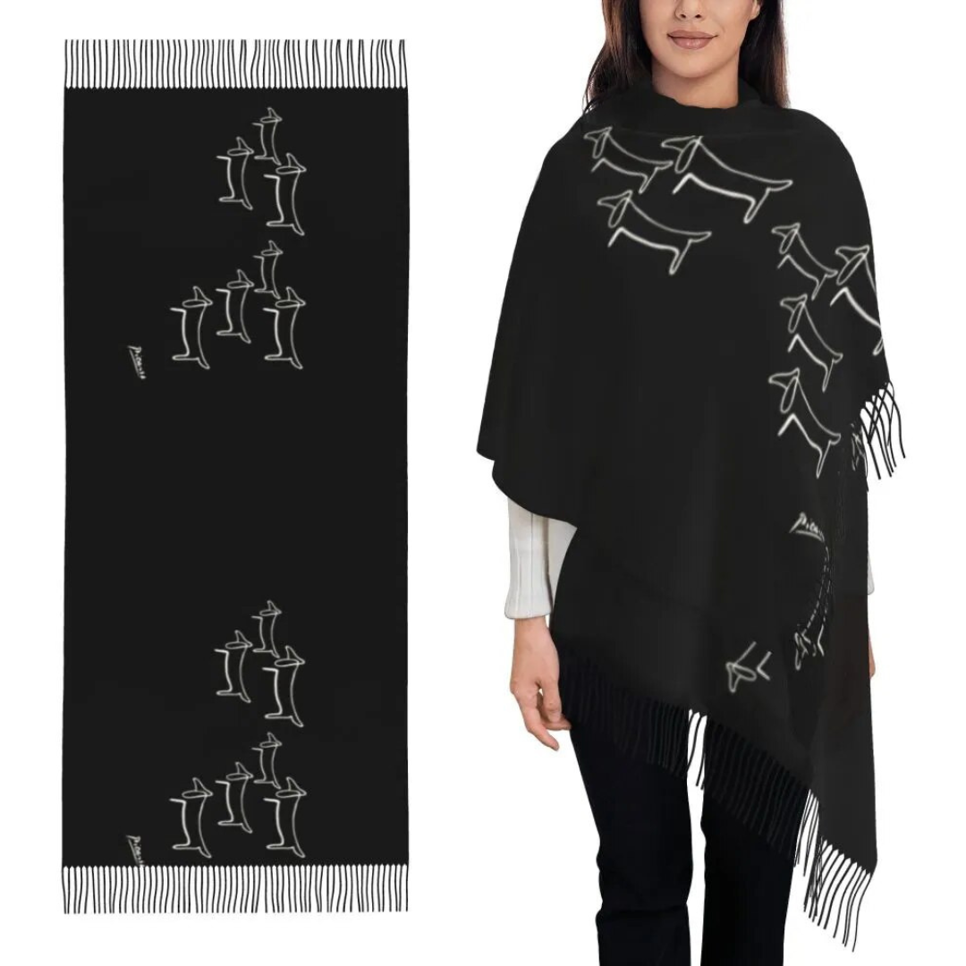 Dachshund Print Tassel Scarf