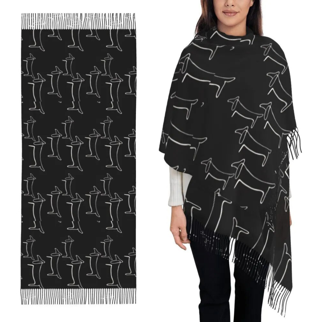 Dachshund Print Tassel Scarf