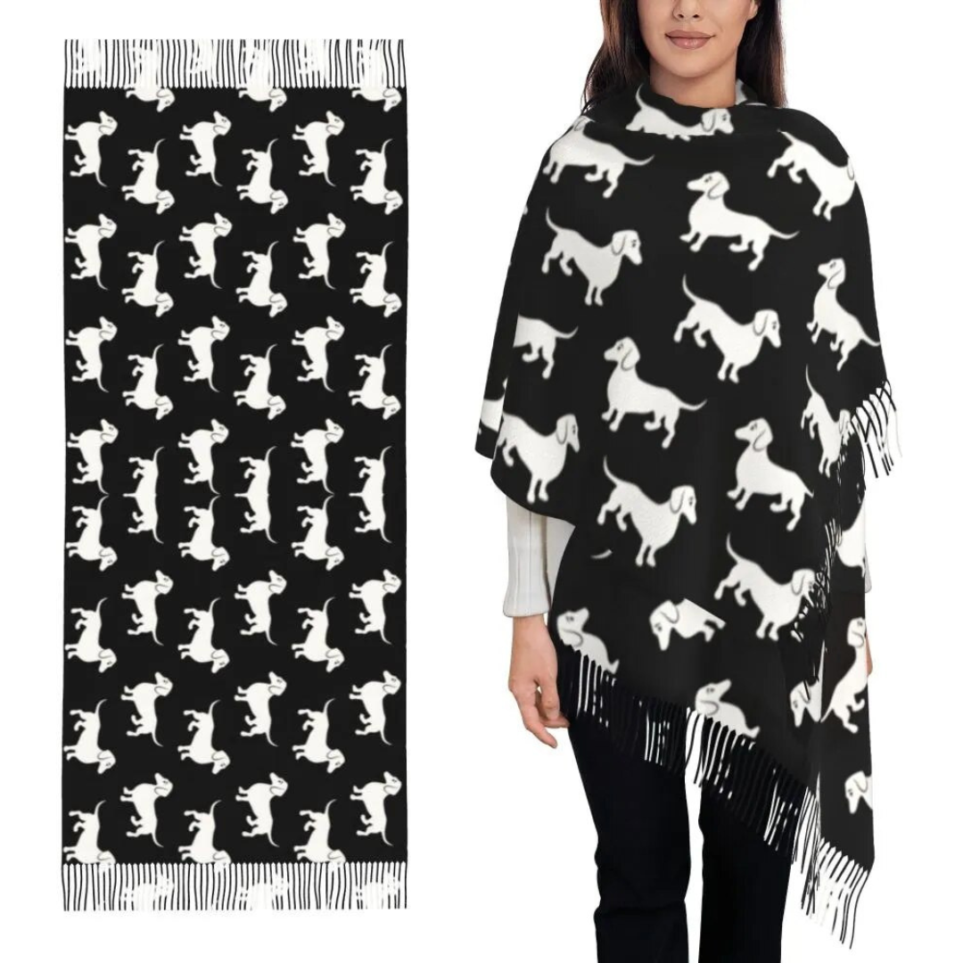 Dachshund Print Tassel Scarf