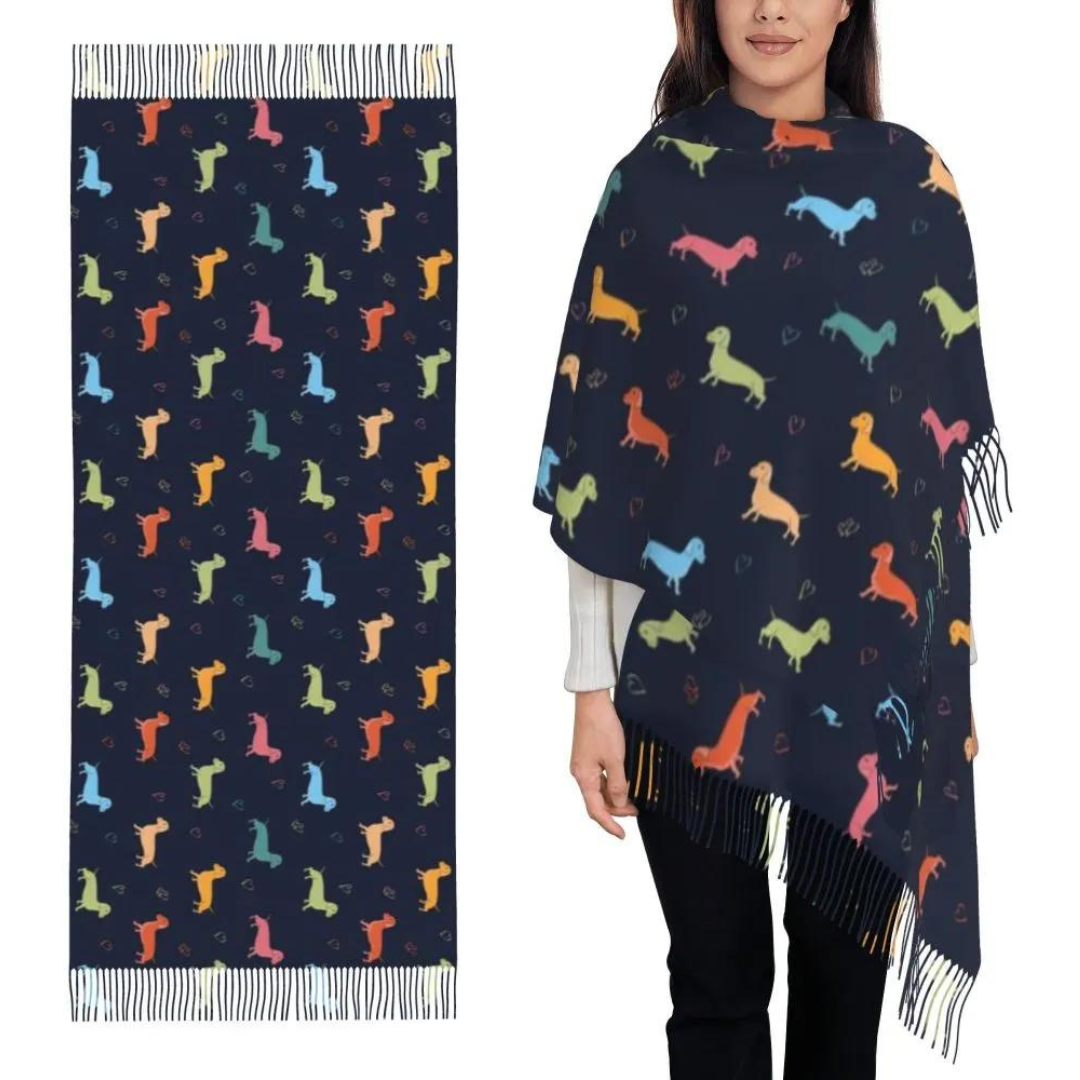 Dachshund Print Tassel Scarf