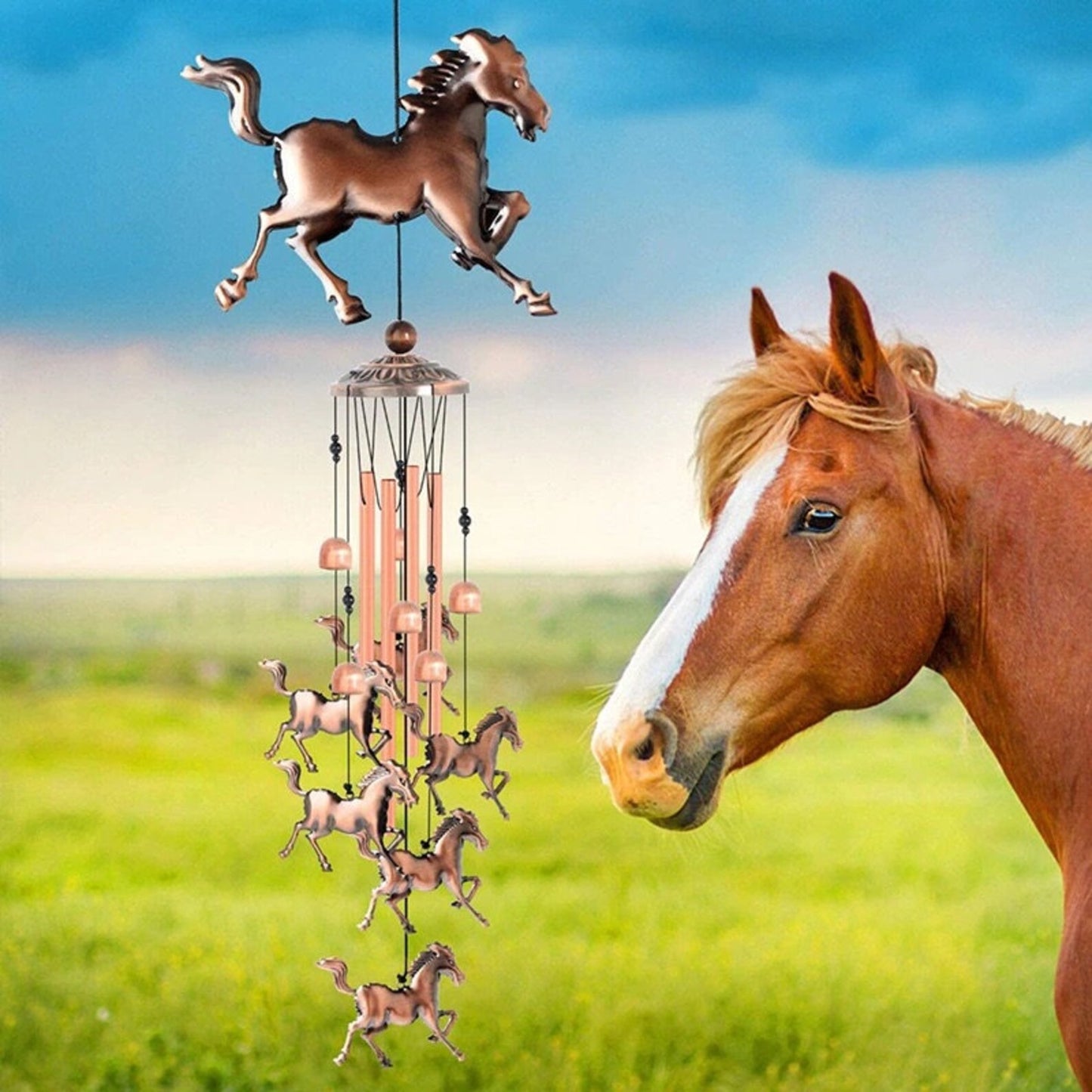 Handmade Copper Horse Wind Chimes