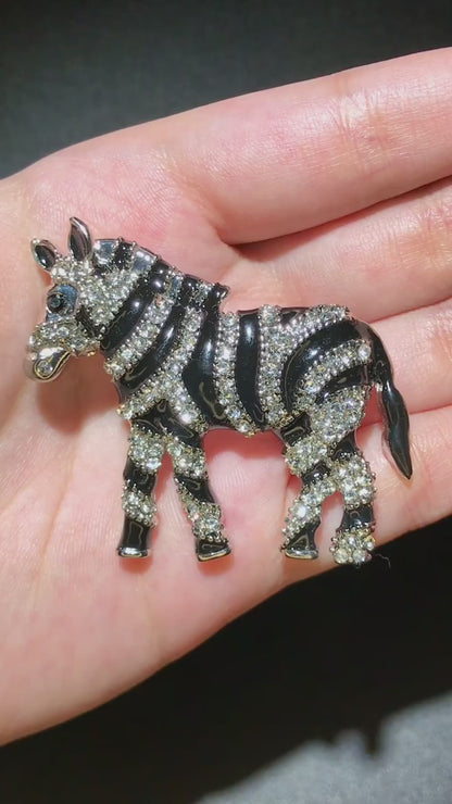 Crystal Zebra Brooch