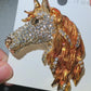 Crystal Horse Head Brooch (Black)