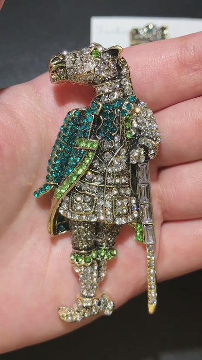 Crystal Brave Spirit Half Horse and Half-Human Brooch (Blue)