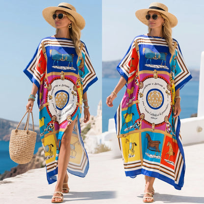 Blue Pierina Kaftan Dress & Scarf Set