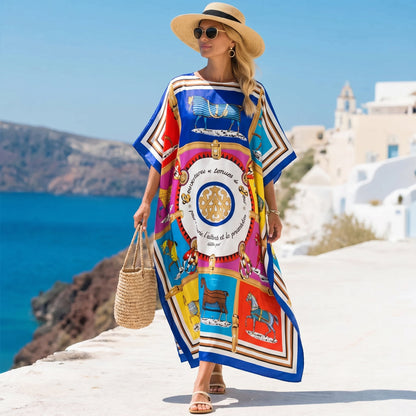 Blue Pierina Kaftan Dress & Scarf Set