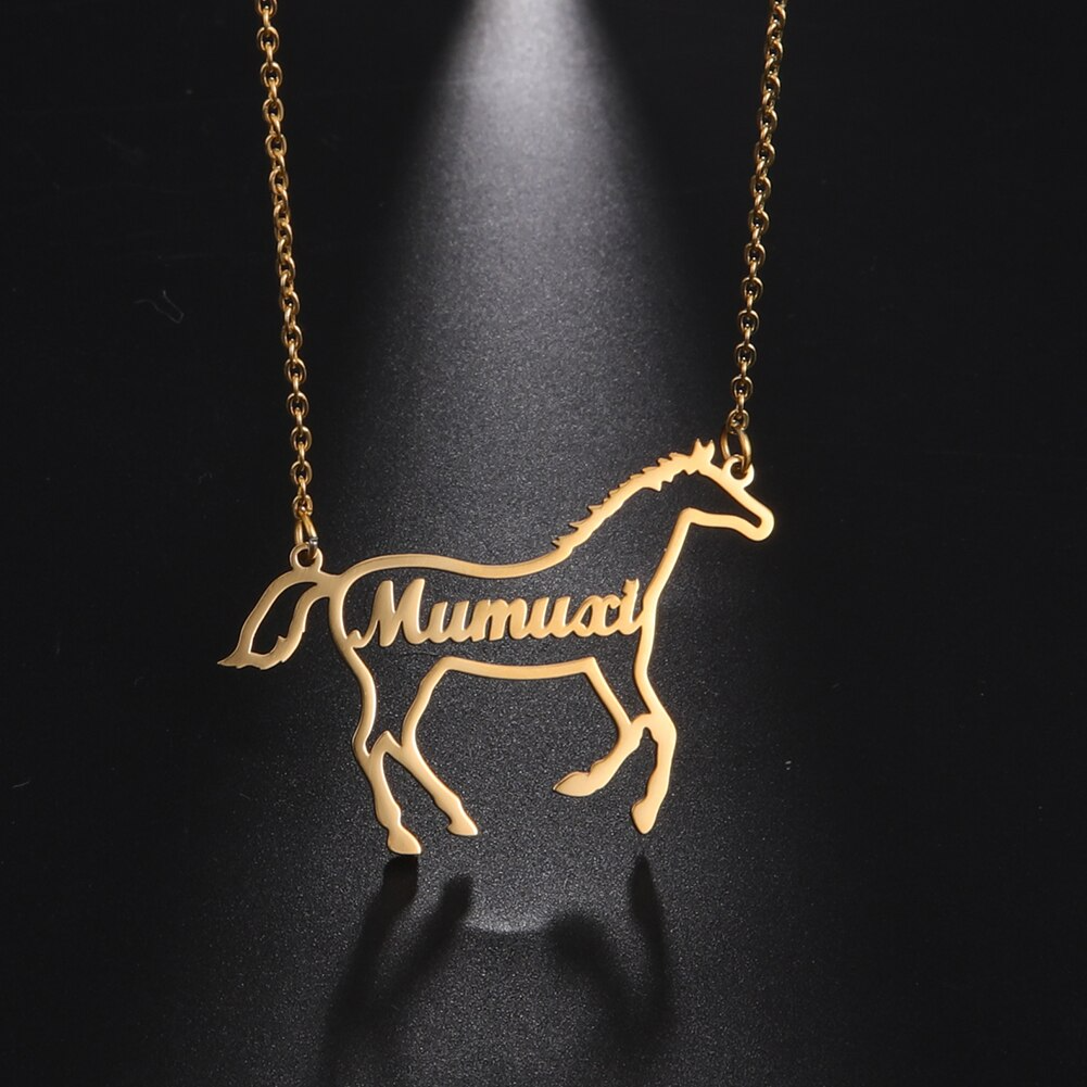Personalized Horse Name Pendant Necklace (Silver, Gold, Rose Gold) - Dogs and Horses